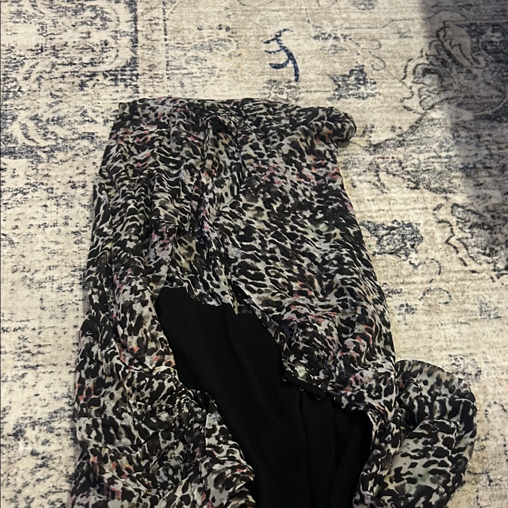 All Saints Asymmetrical Animal Print Skirt
